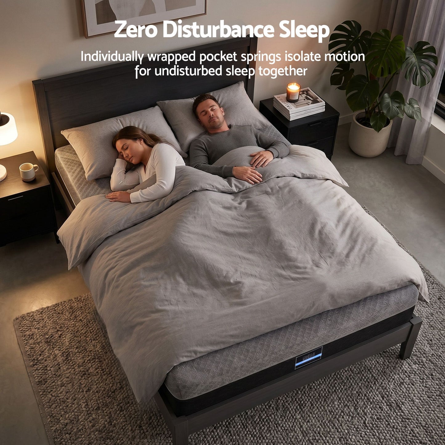 Bodin 26cm Mattress Firm Pocket Spring Dual Edge Support Dark Grey - King