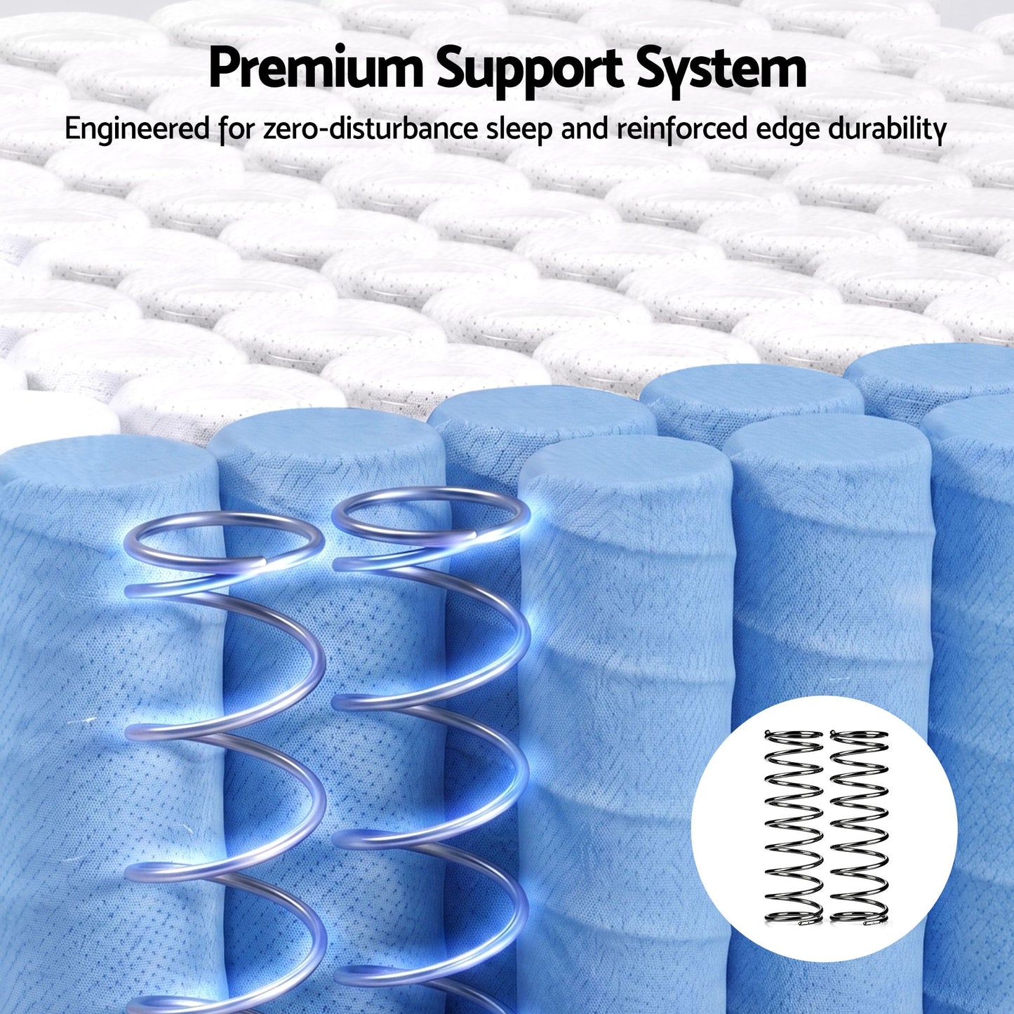 Bodin 26cm Mattress Firm Pocket Spring Dual Edge Support Dark Grey - Single