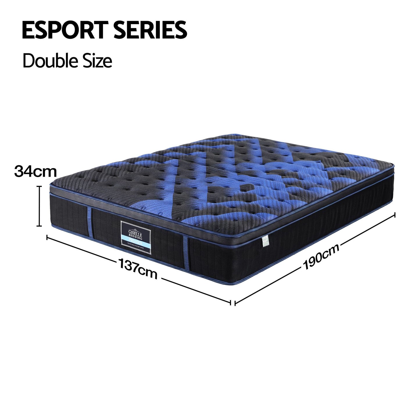 Corliss 34cm Hybrid Mattress with Cooling Gel Memory Foam and Edge Support - Double