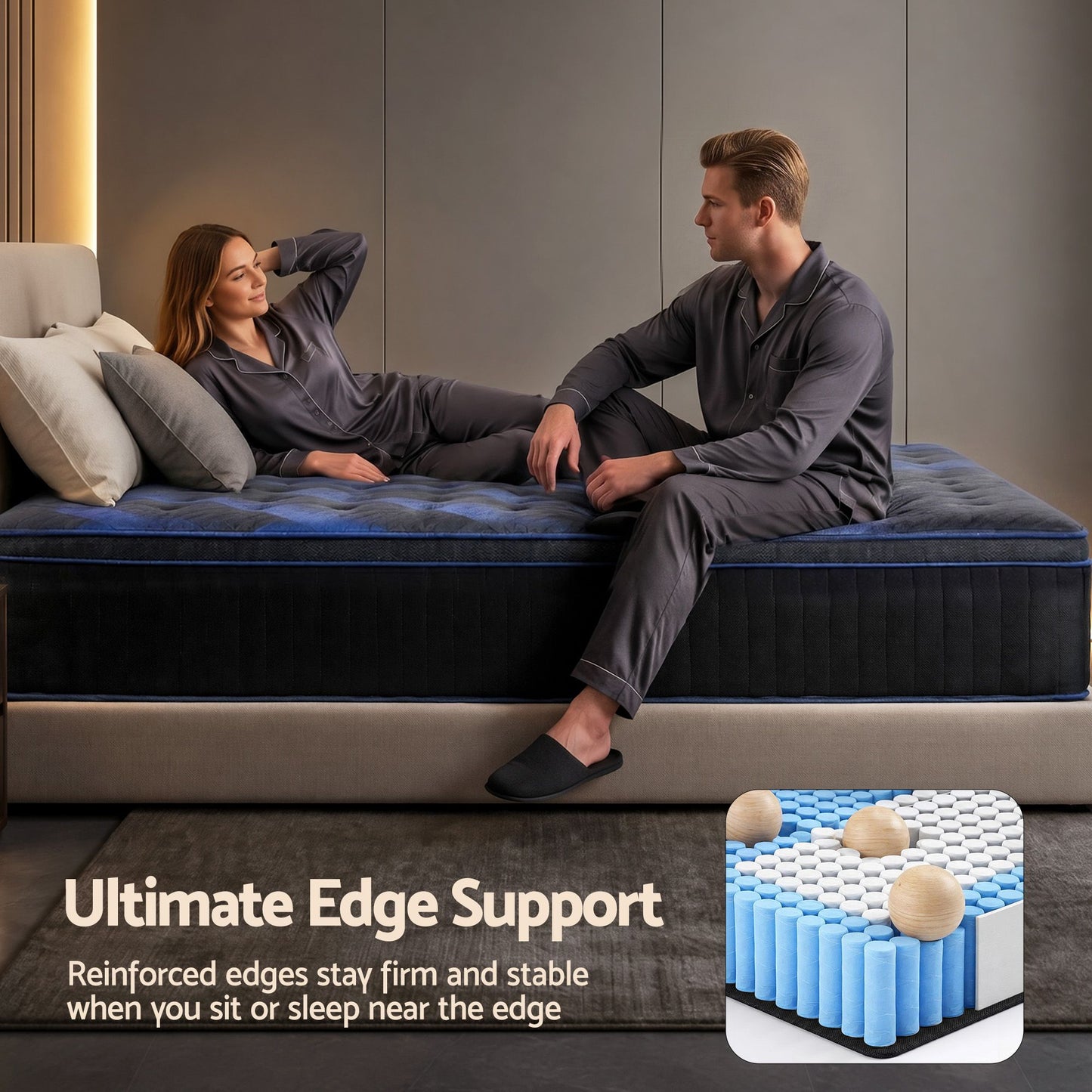 Corliss 34cm Hybrid Mattress with Cooling Gel Memory Foam and Edge Support - King Single