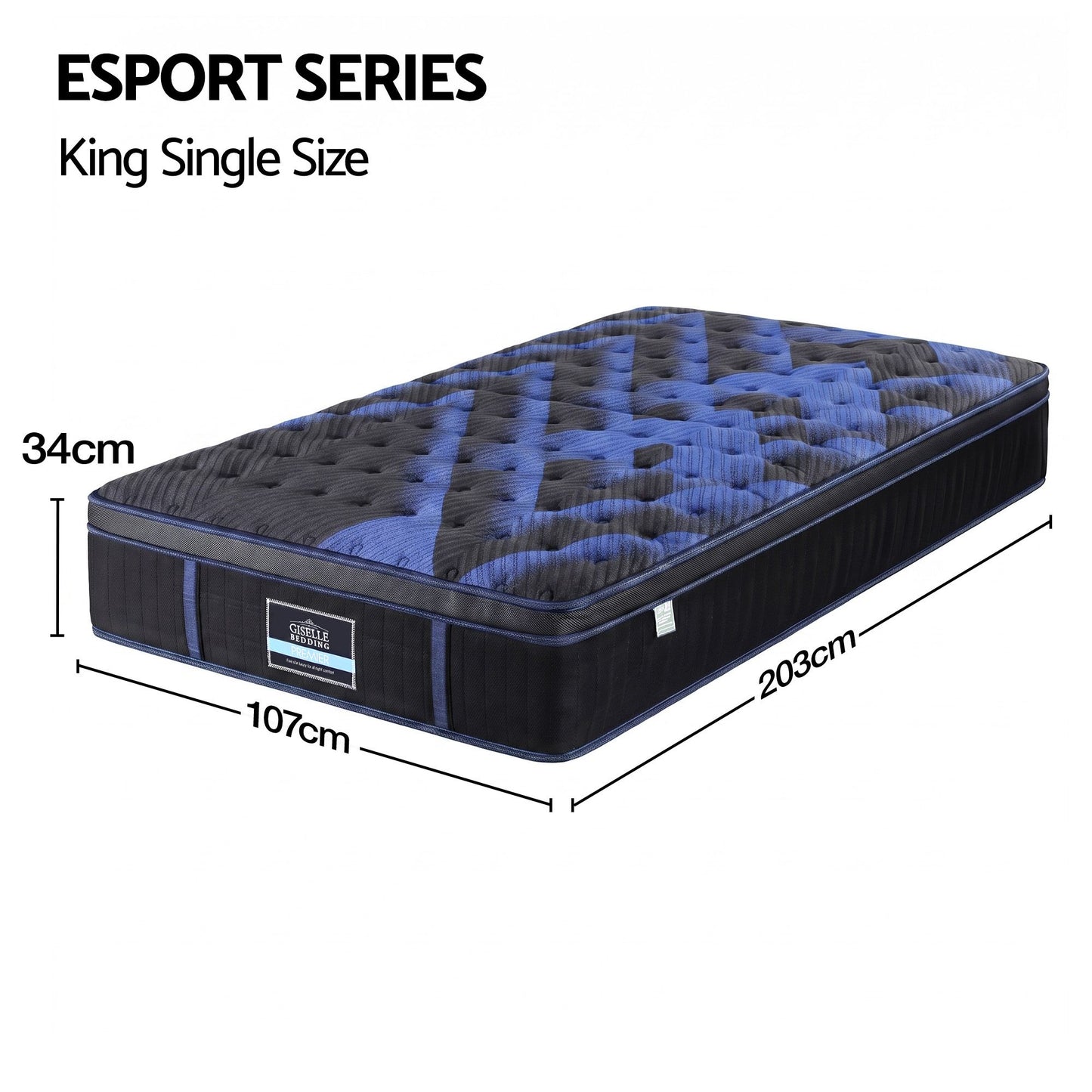 Corliss 34cm Hybrid Mattress with Cooling Gel Memory Foam and Edge Support - King Single