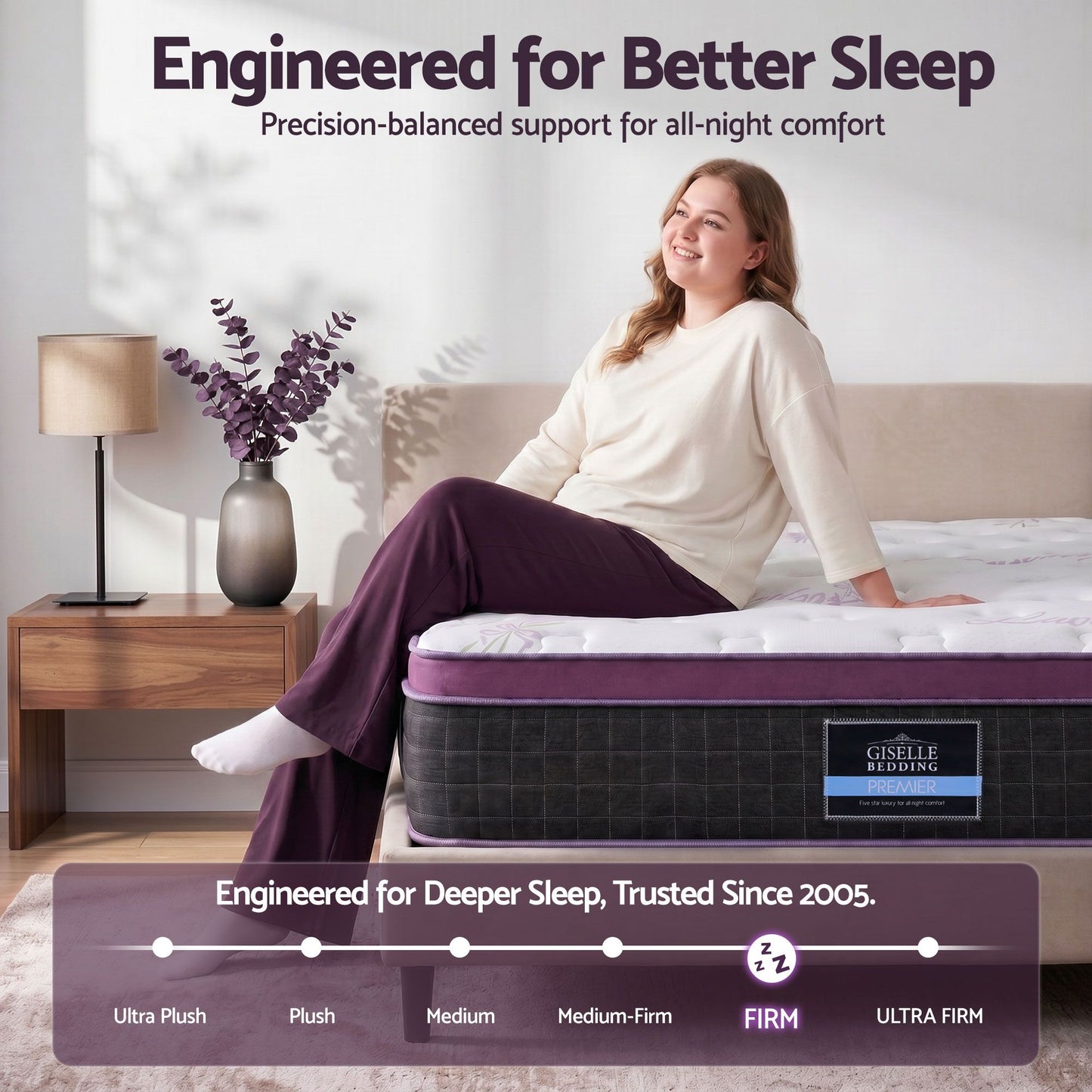 Finton 35cm Euro Top Mattress Firm Pocket Spring Edge Support - Double