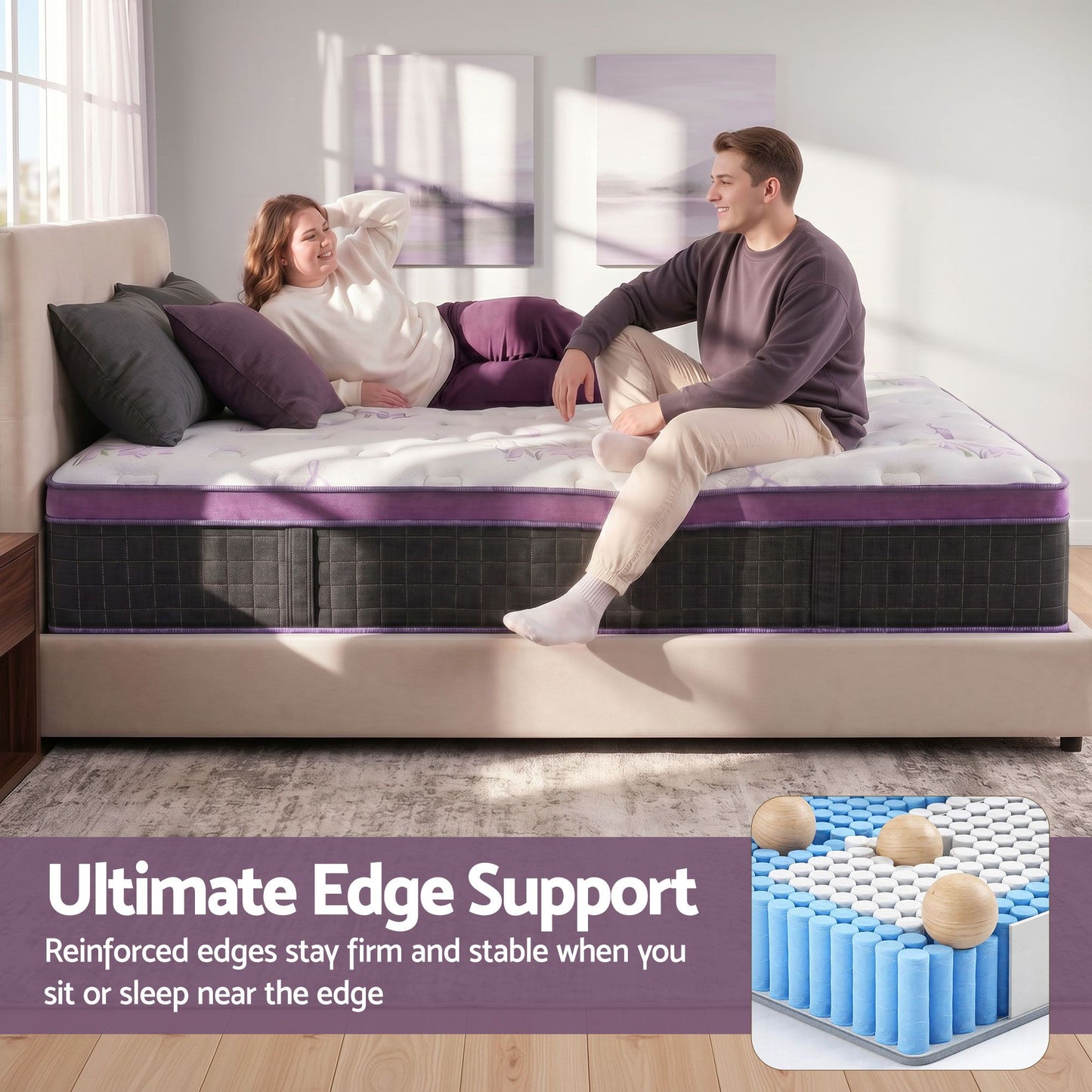 Finton 35cm Euro Top Mattress Firm Pocket Spring Edge Support - Double