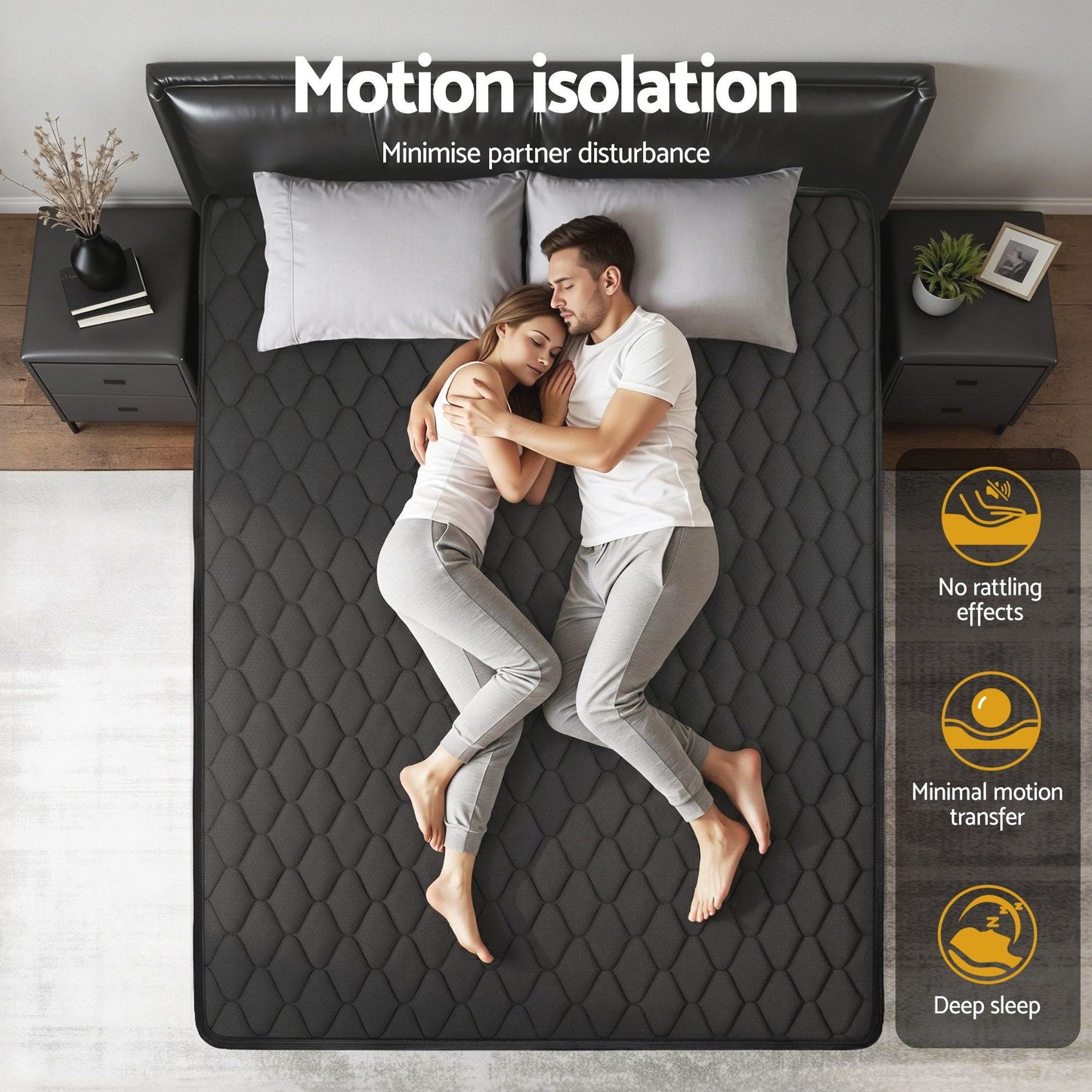 Aven 34cm Mattress Euro Top with 5-Zone Pocket Spring Support Black - Queen