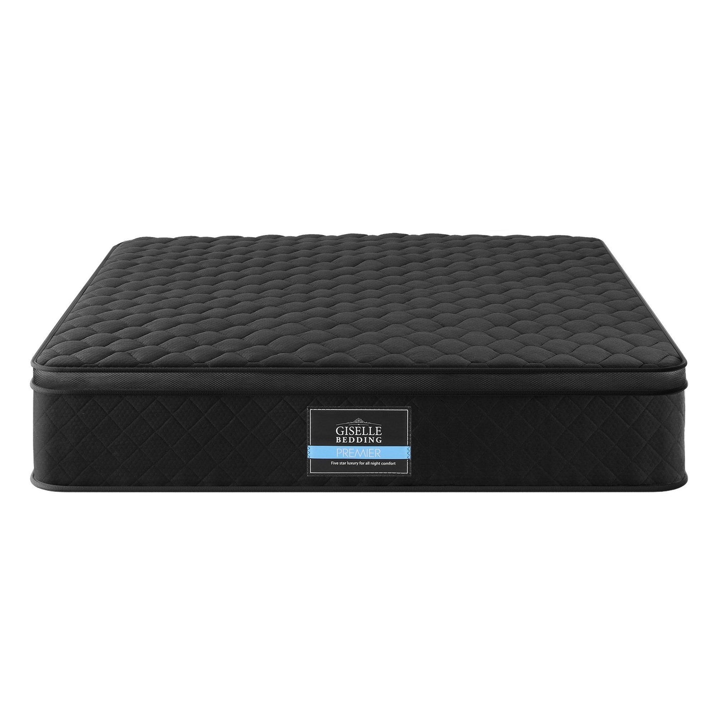 Aven 34cm Mattress Euro Top with 5-Zone Pocket Spring Support Black - Queen
