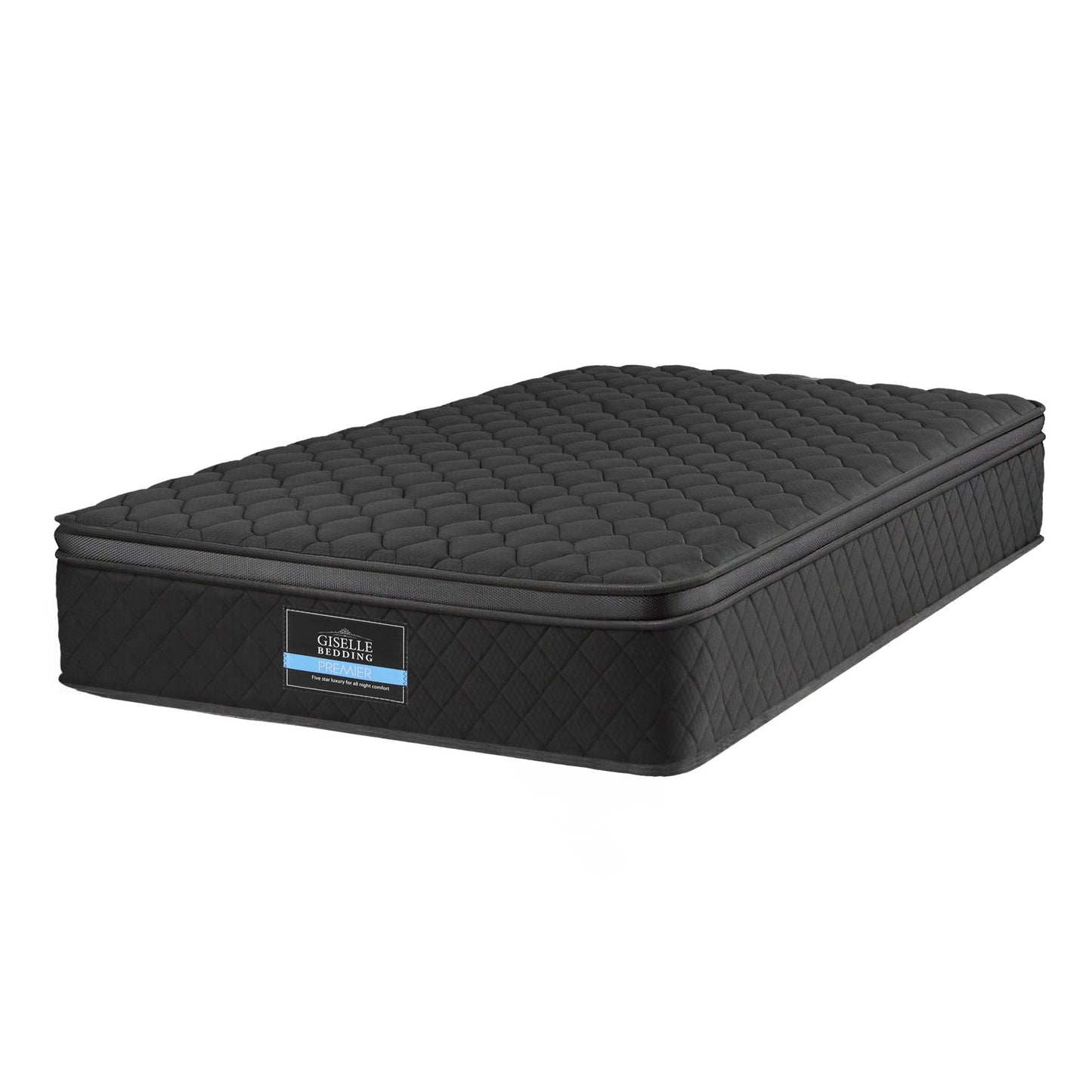 Aven 34cm Mattress Euro Top with 5-Zone Pocket Spring Support Black - Single