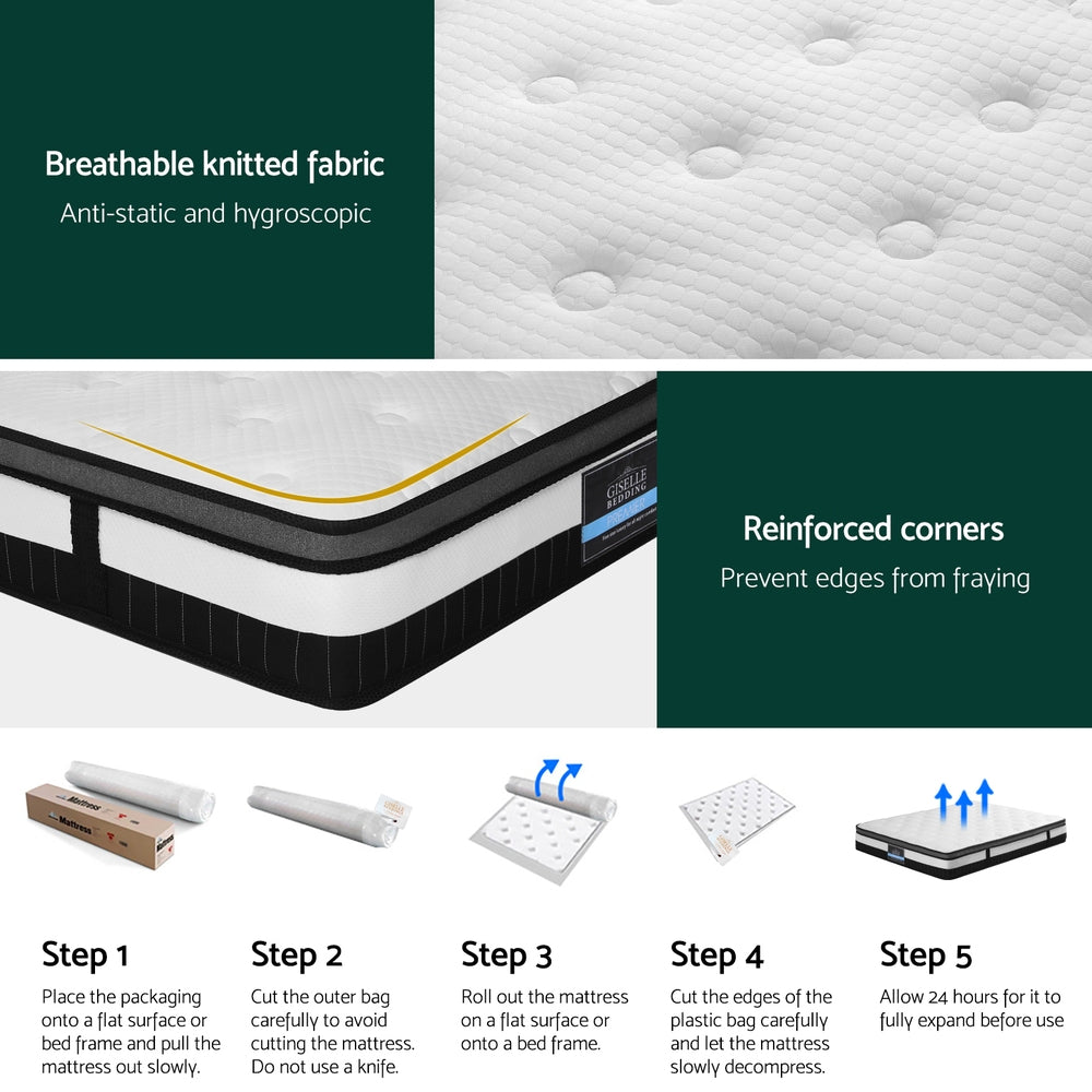 Saffira 30cm Thick Euro Top Pocket Spring Mattress - King