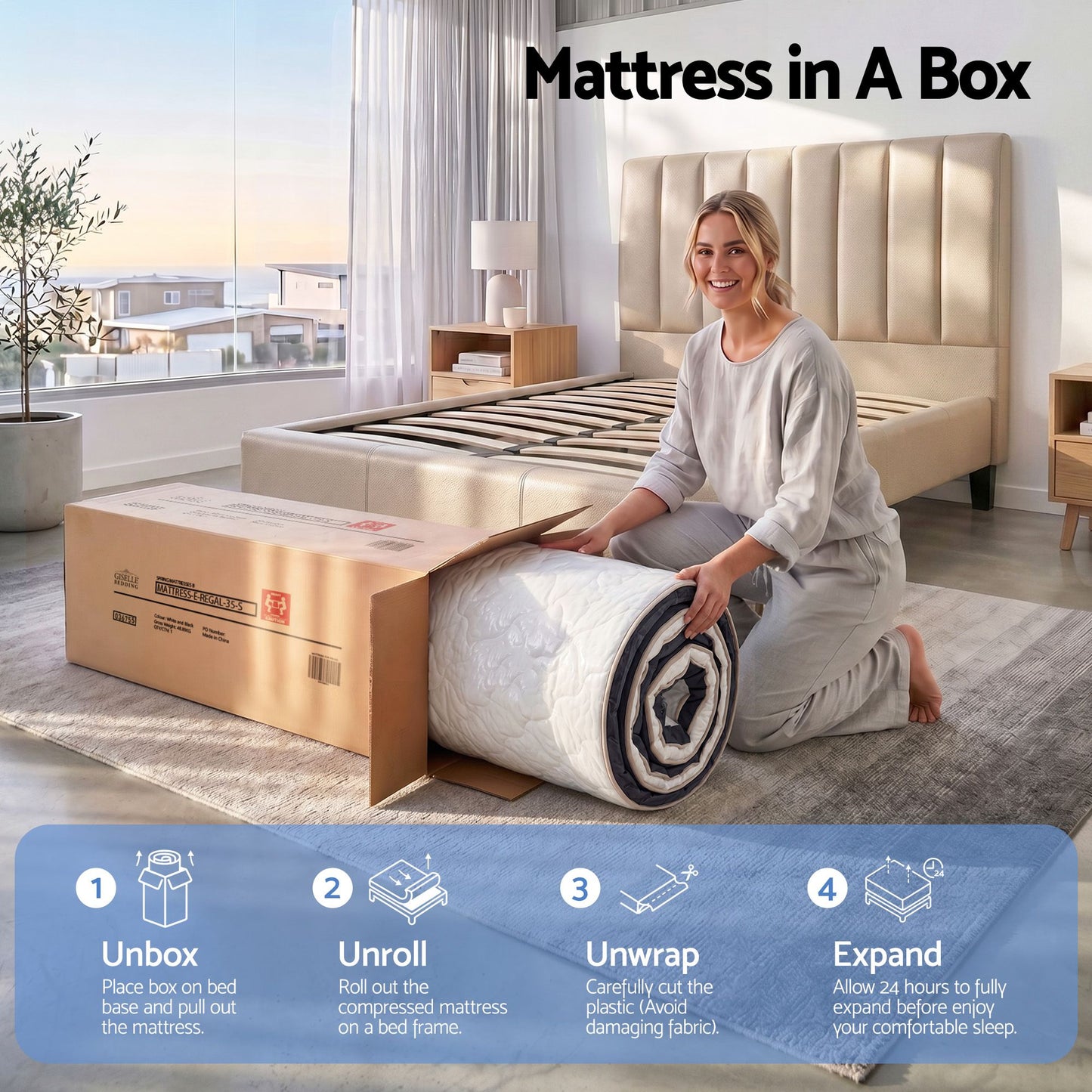 Osbert 35cm Mattress Firm with Copper Memory Foam and Edge Support - King Single