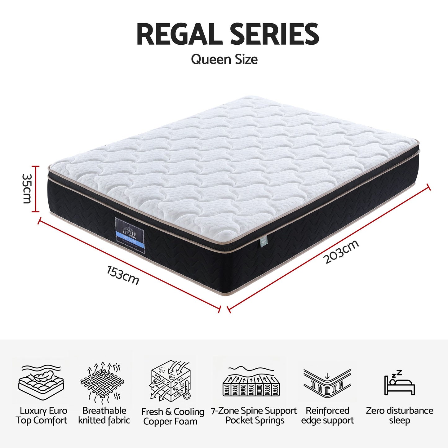 Osbert 35cm Mattress Firm with Copper Memory Foam and Edge Support - Queen