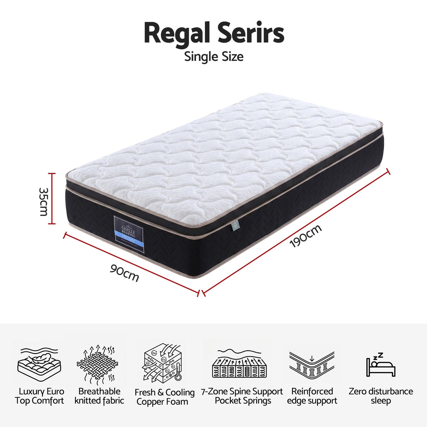 Osbert 35cm Mattress Firm with Copper Memory Foam and Edge Support - Single