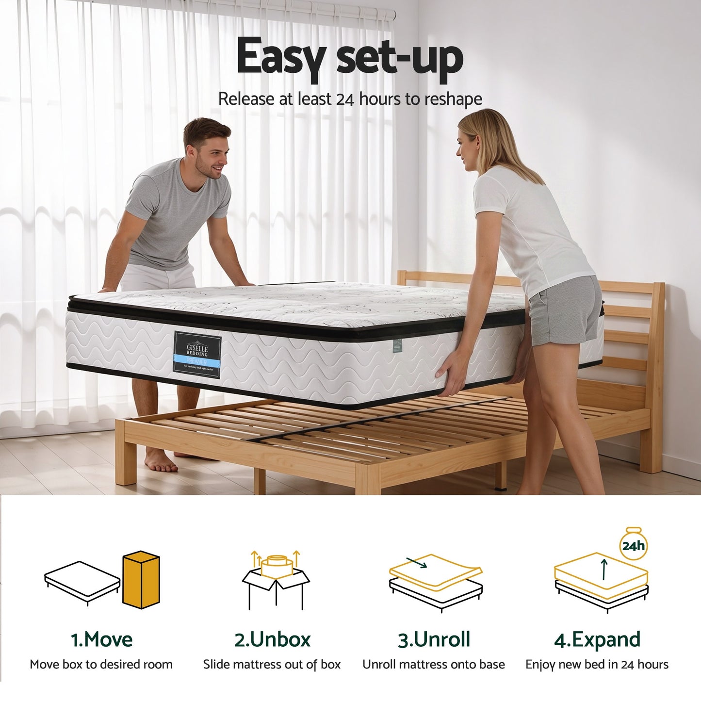 Alina 30cm Mattress Pocket Spring Euro Top Medium Firm Foam - Queen