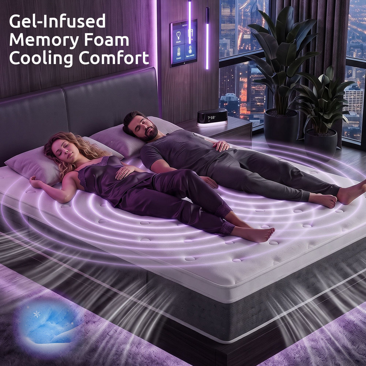 Afton 30cm Mattress Lumbar Support 5-Zone Pocket Springs Cooling Gel Memory & Egg-Crate Foam - Queen