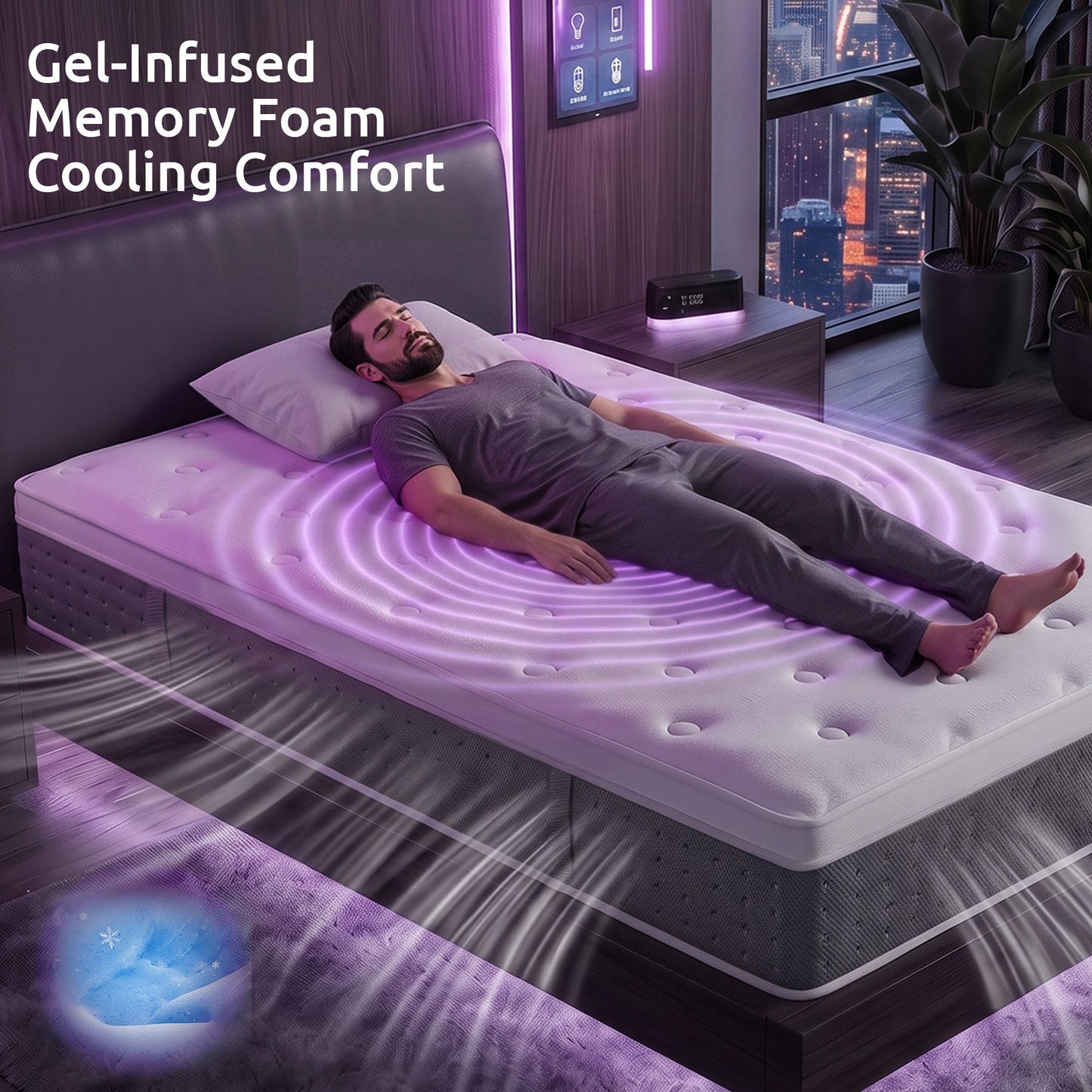 Afton 30cm Mattress Lumbar Support 5-Zone Pocket Springs Cooling Gel Memory & Egg-Crate Foam - Single