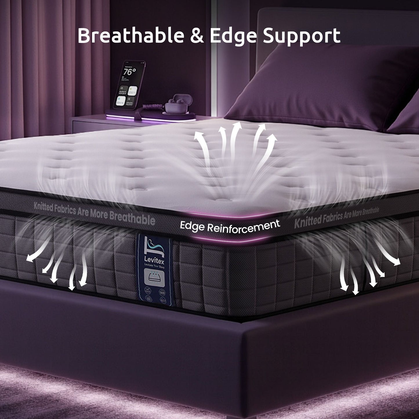 Lennox 30cm Mattress 2 5-Zone Ergonomic Pocket Spring Breathable Corrugated Sponge Medium Firm - King