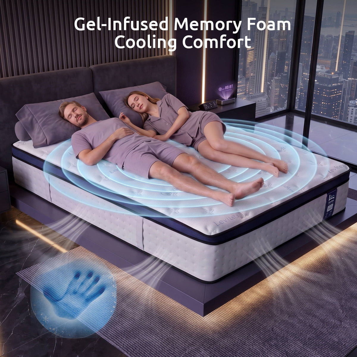 Arlette 35cm  Mattresses Gel Memory Foam and 7-Zone Ergonomic Pocket Spring Triple Cooling System - Queen