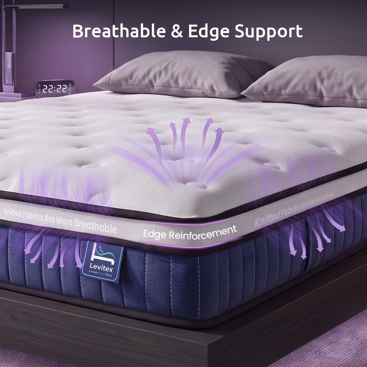 Veda 23cm Mattress With Pocket Spring & Cooling Gel Foam Medium-Firm Full-Body Support - Queen