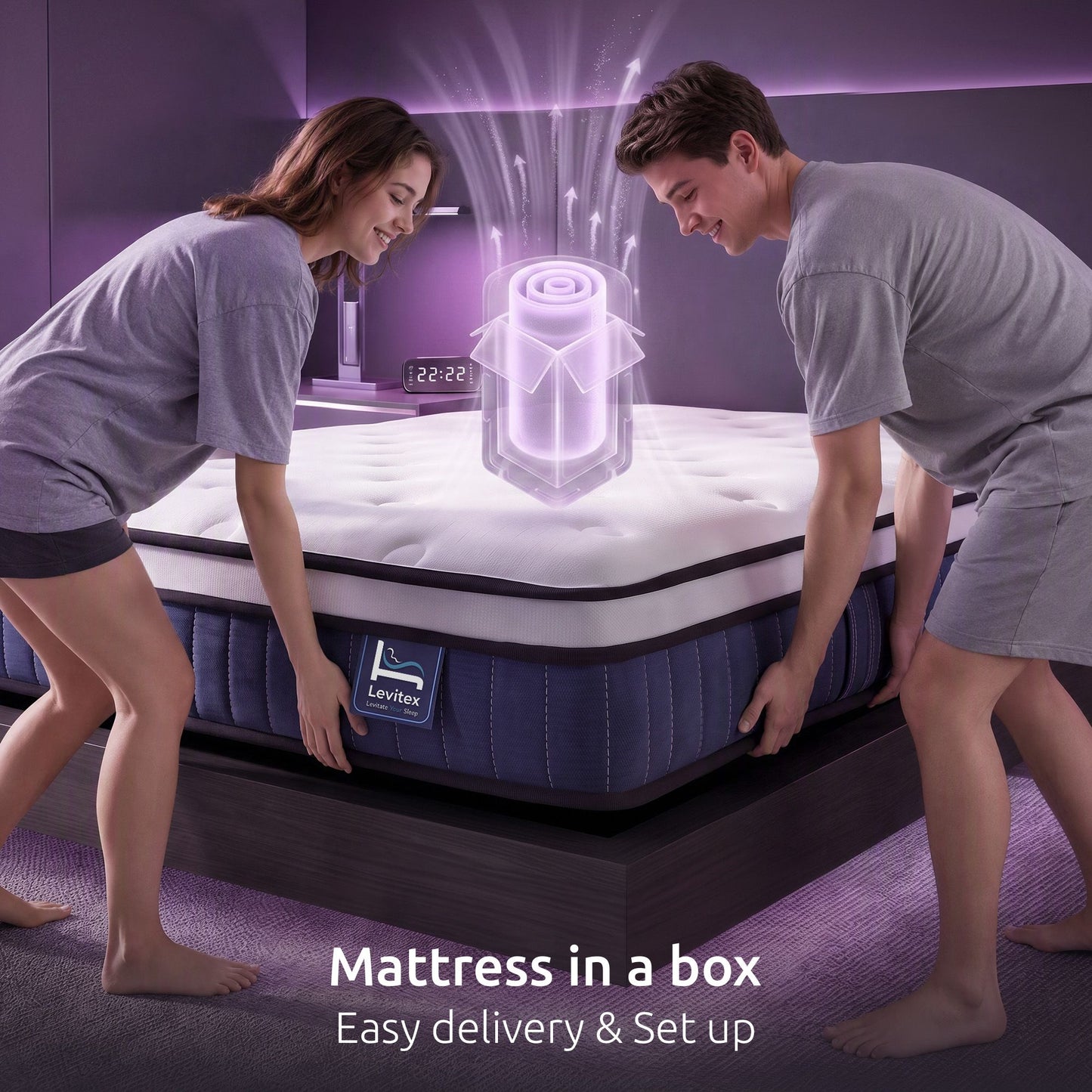 Veda 23cm Mattress With Pocket Spring & Cooling Gel Foam Medium-Firm Full-Body Support - Queen
