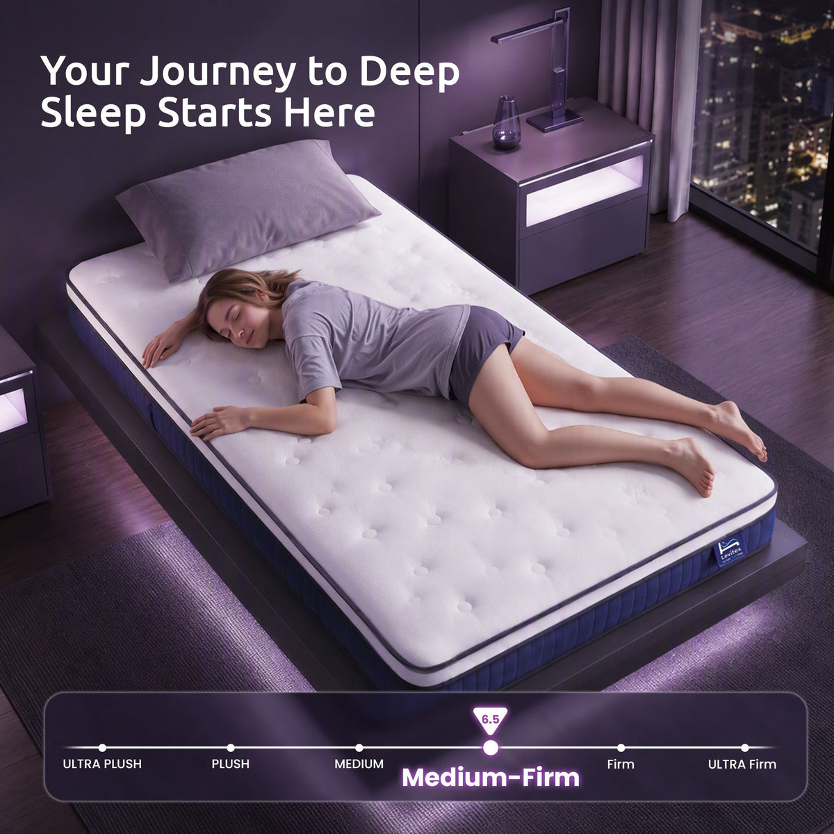 Veda 23cm Mattress With Pocket Spring & Cooling Gel Foam Medium-Firm Full-Body Support - Single