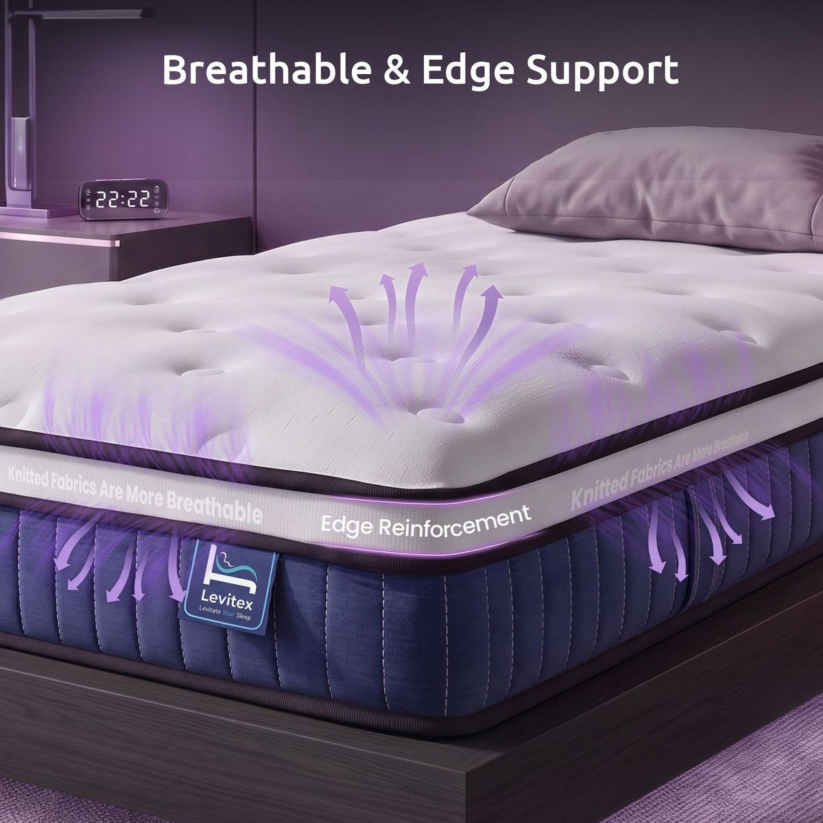 Veda 23cm Mattress With Pocket Spring & Cooling Gel Foam Medium-Firm Full-Body Support - Single