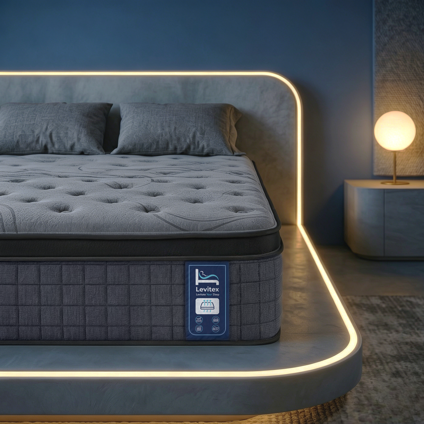 Cillian 33cm Levitex Mattress 7-Zone Pocket Spring 8.0 Extra Firm with Dual-Row Edge Support & Breathable Knit Cover - Queen