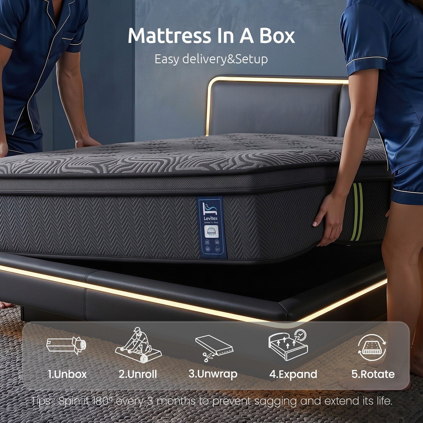 Arwen 34cm 5-Zone Pressure Relief  Pocket Spring with Reinforced Edge Support & Breathable Gel Memory Foam Hybrid Mattress - Queen