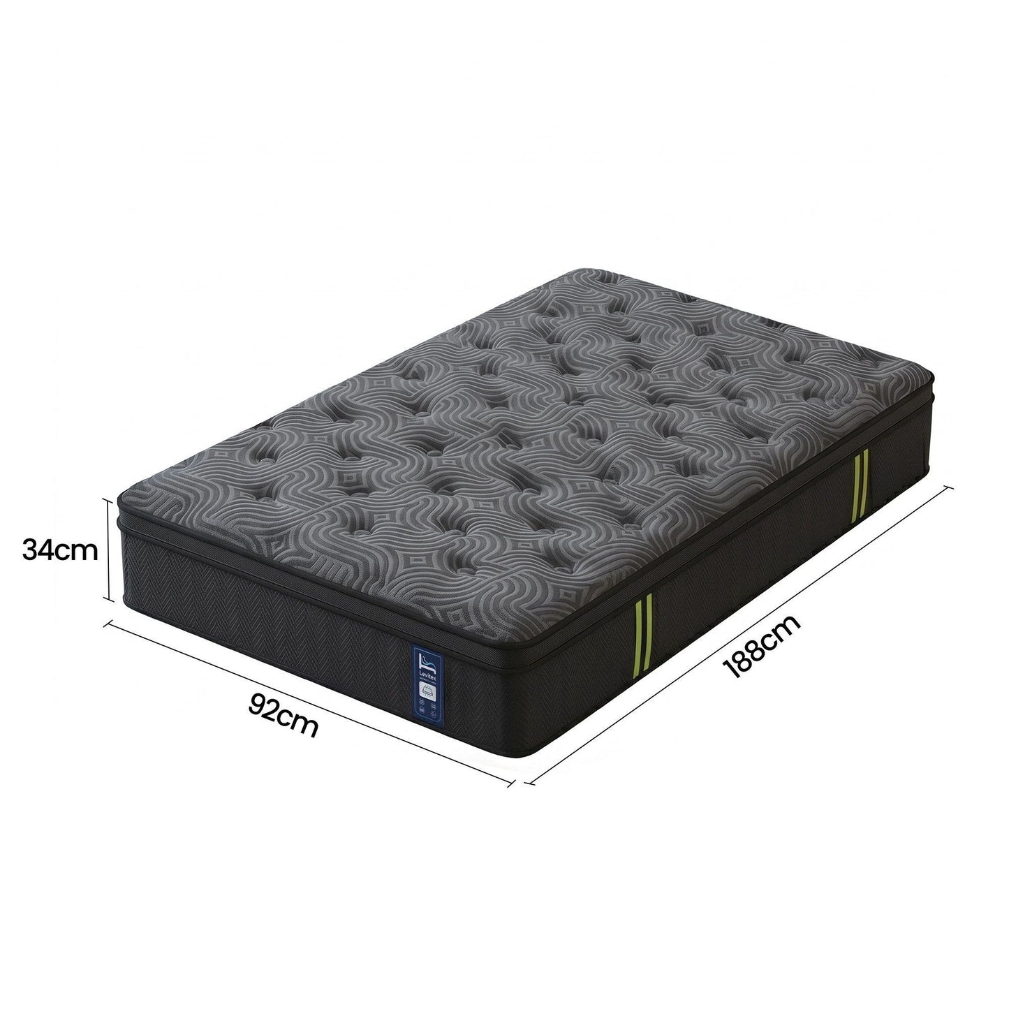 Arwen 34cm 5-Zone Pressure Relief  Pocket Spring with Reinforced Edge Support & Breathable Gel Memory Foam Hybrid Mattress - Single