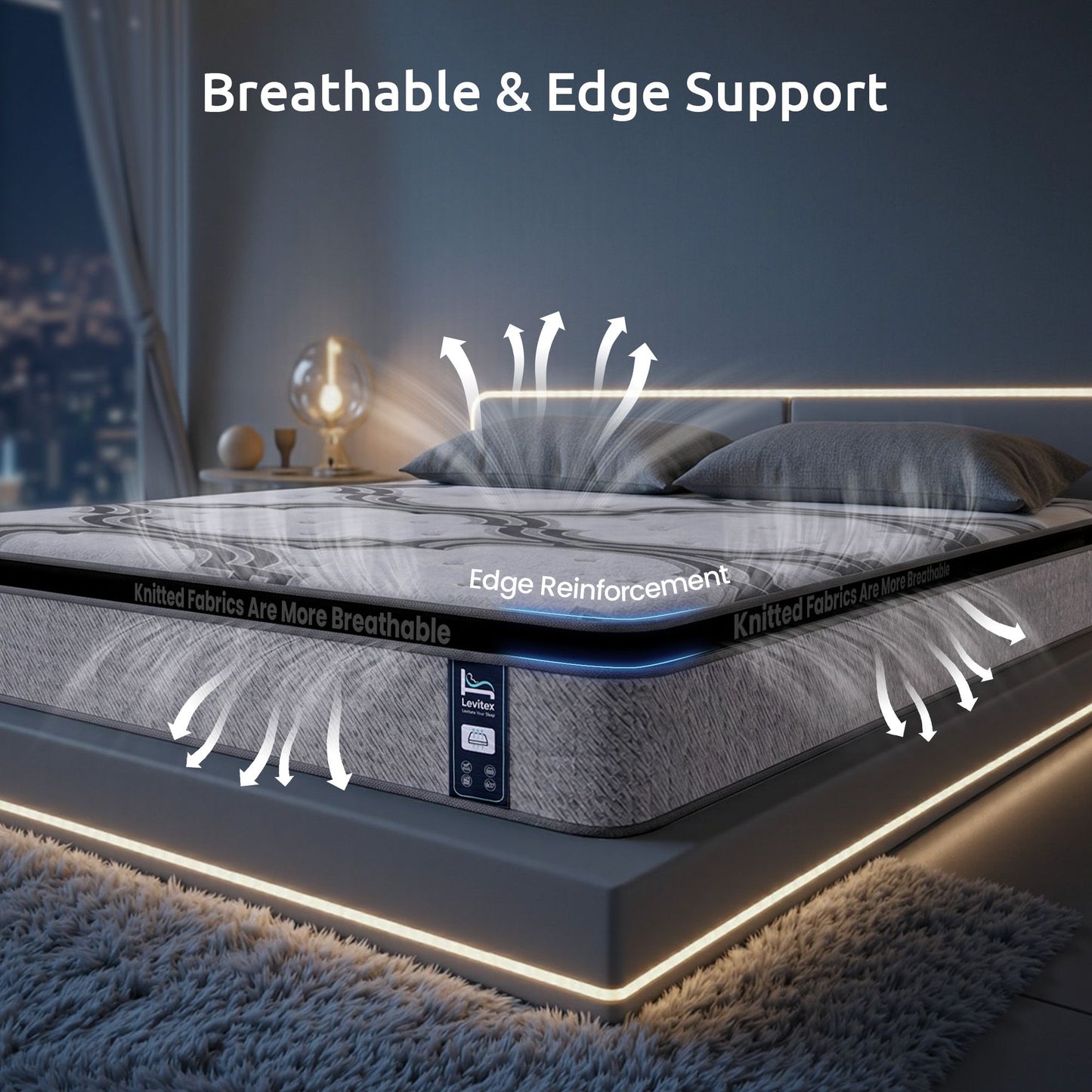 Isela 34cm 5-Zone Pocket Spring with Latex & Memory Foam or Extra Lumbar & Shoulder Support - Queen