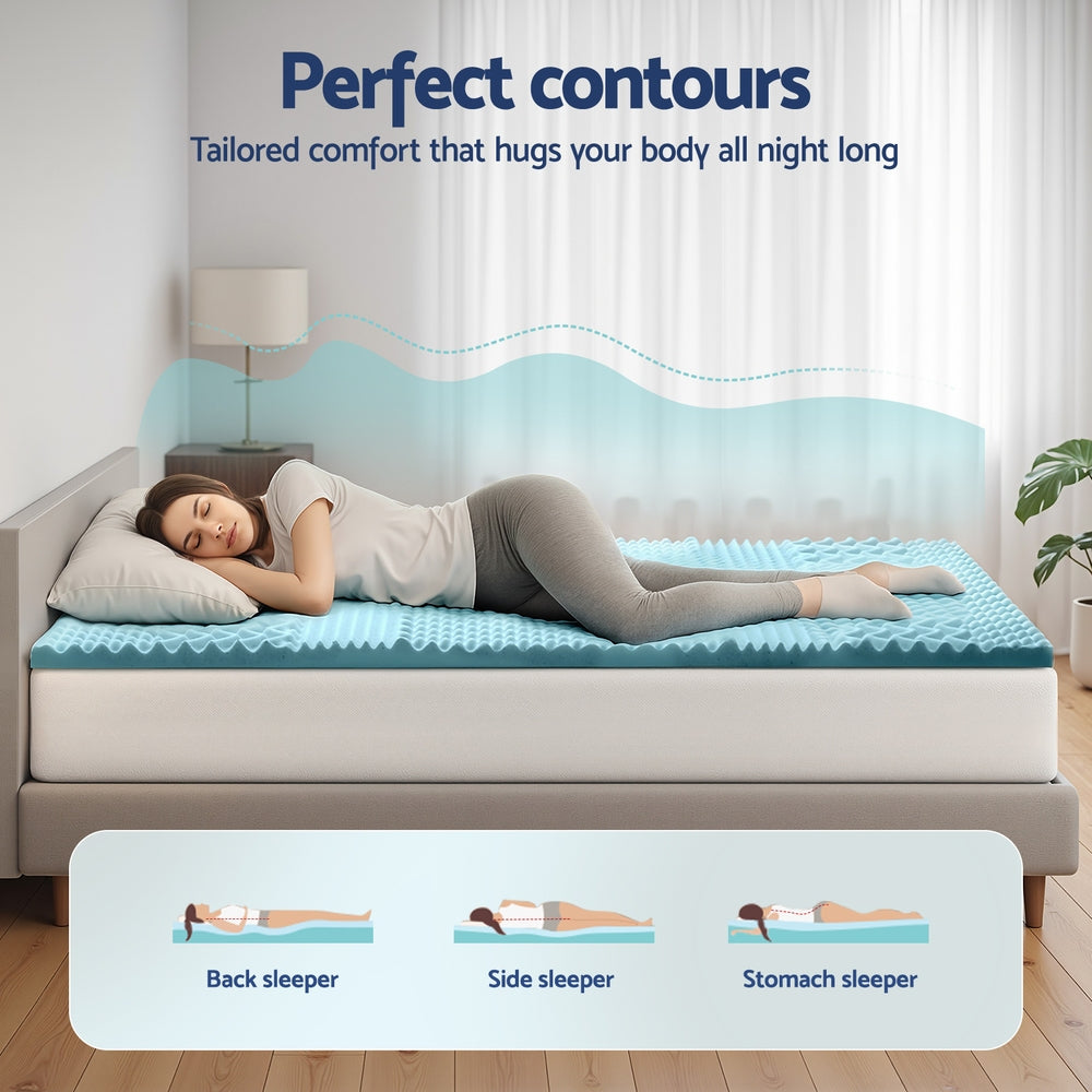 King Single Giselle Bedding 5cm Memory Foam Mattress Topper 7-Zone