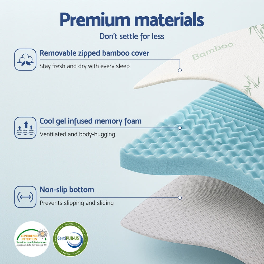 King Single Giselle Bedding 5cm Memory Foam Mattress Topper 7-Zone