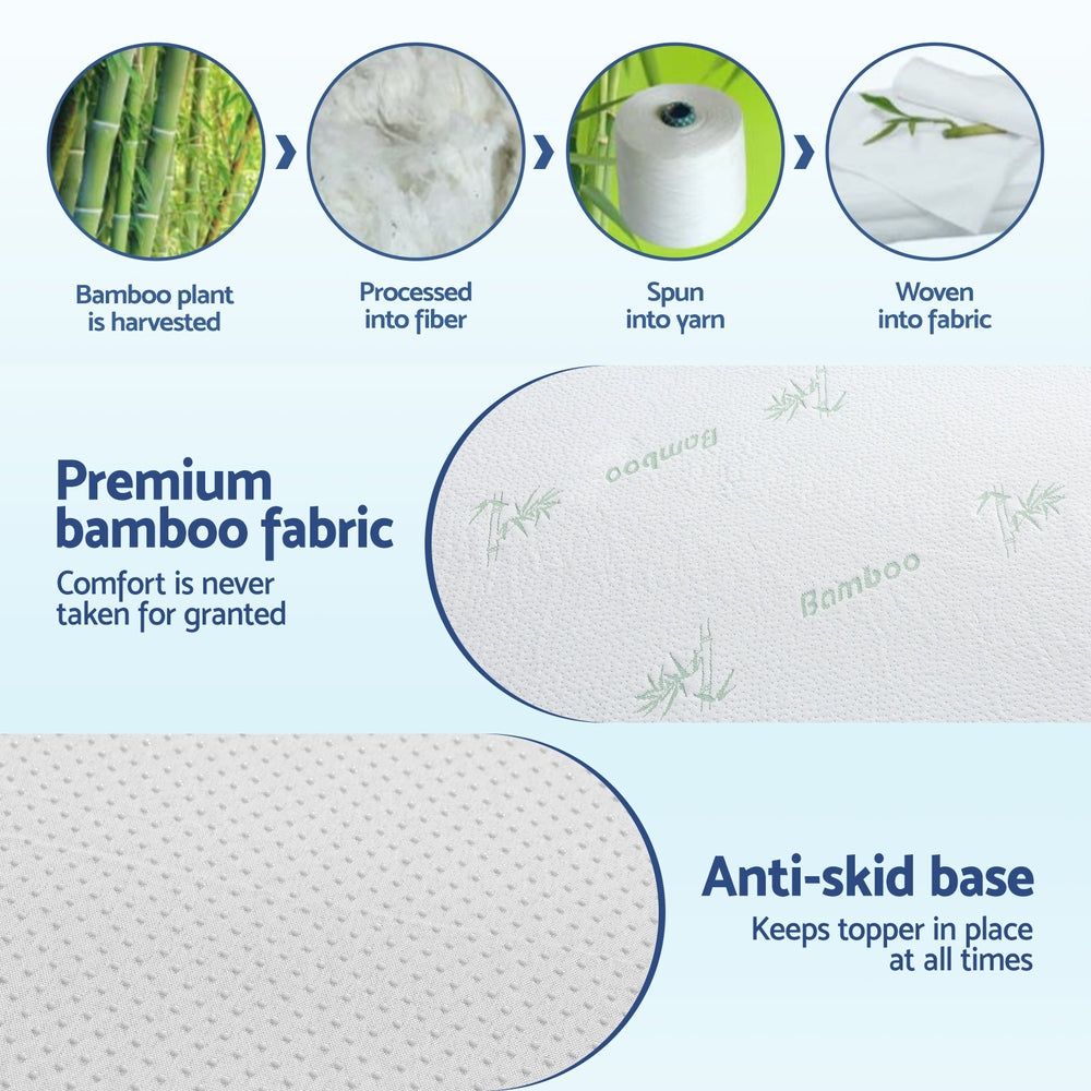King Single Giselle Bedding 5cm Memory Foam Mattress Topper 7-Zone