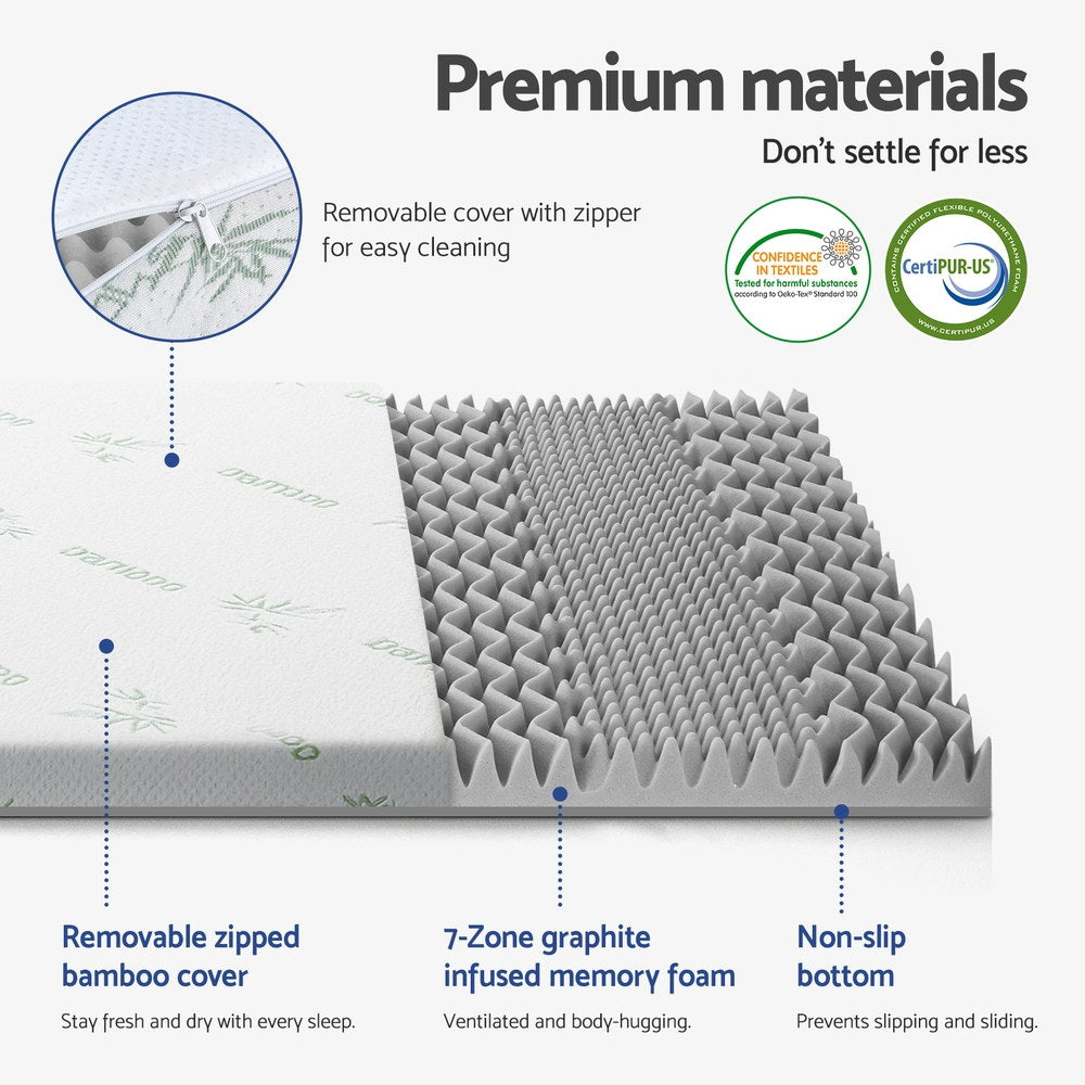 Double Giselle Bedding 8cm Memory Foam Mattress Topper 7-Zone Graphite