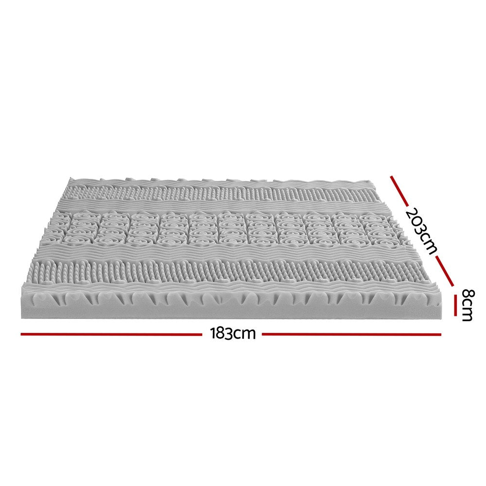 King Giselle Bedding 8cm Memory Foam Mattress Topper 7-Zone Graphite
