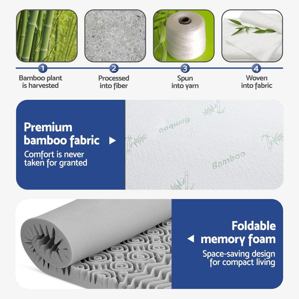 King Giselle Bedding 8cm Memory Foam Mattress Topper 7-Zone Graphite
