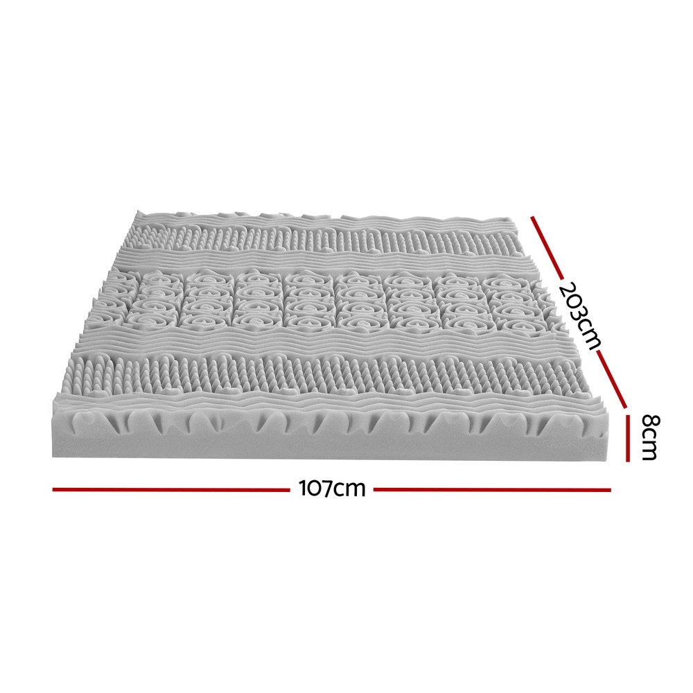King Single Giselle Bedding 8cm Memory Foam Mattress Topper 7-Zone Graphite