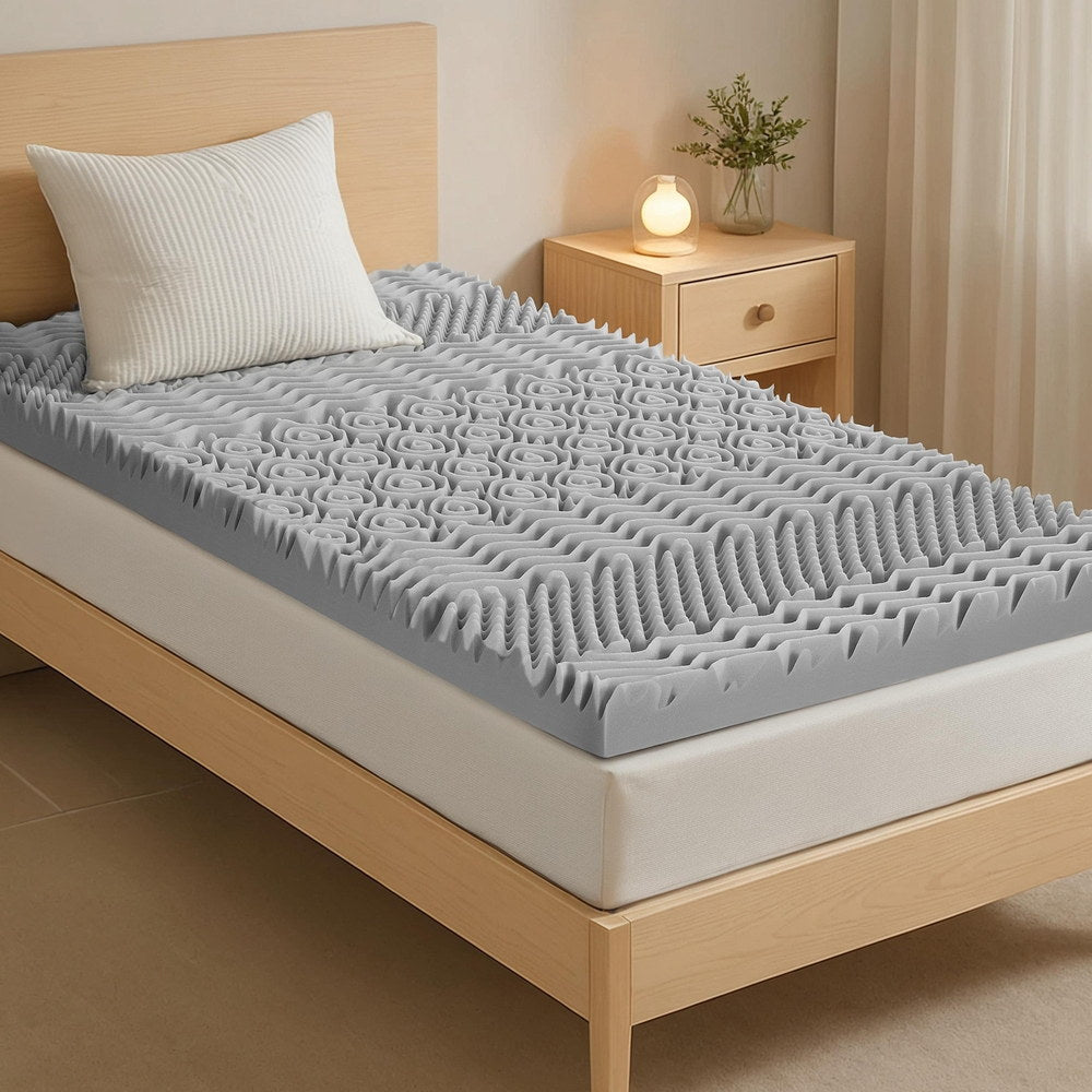 King Single Giselle Bedding 8cm Memory Foam Mattress Topper 7-Zone Graphite