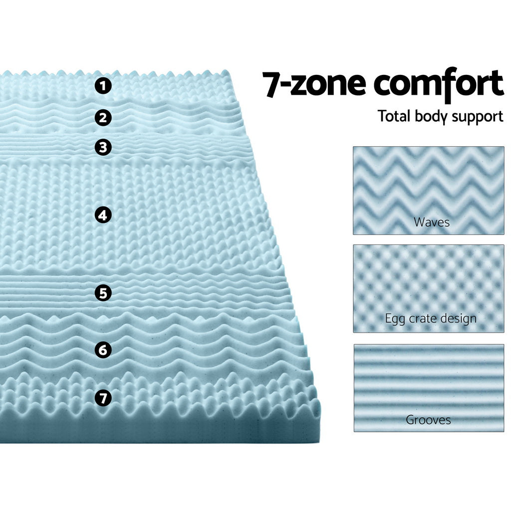 King Single Giselle Memory Foam Mattress Topper 7-Zone 8cm