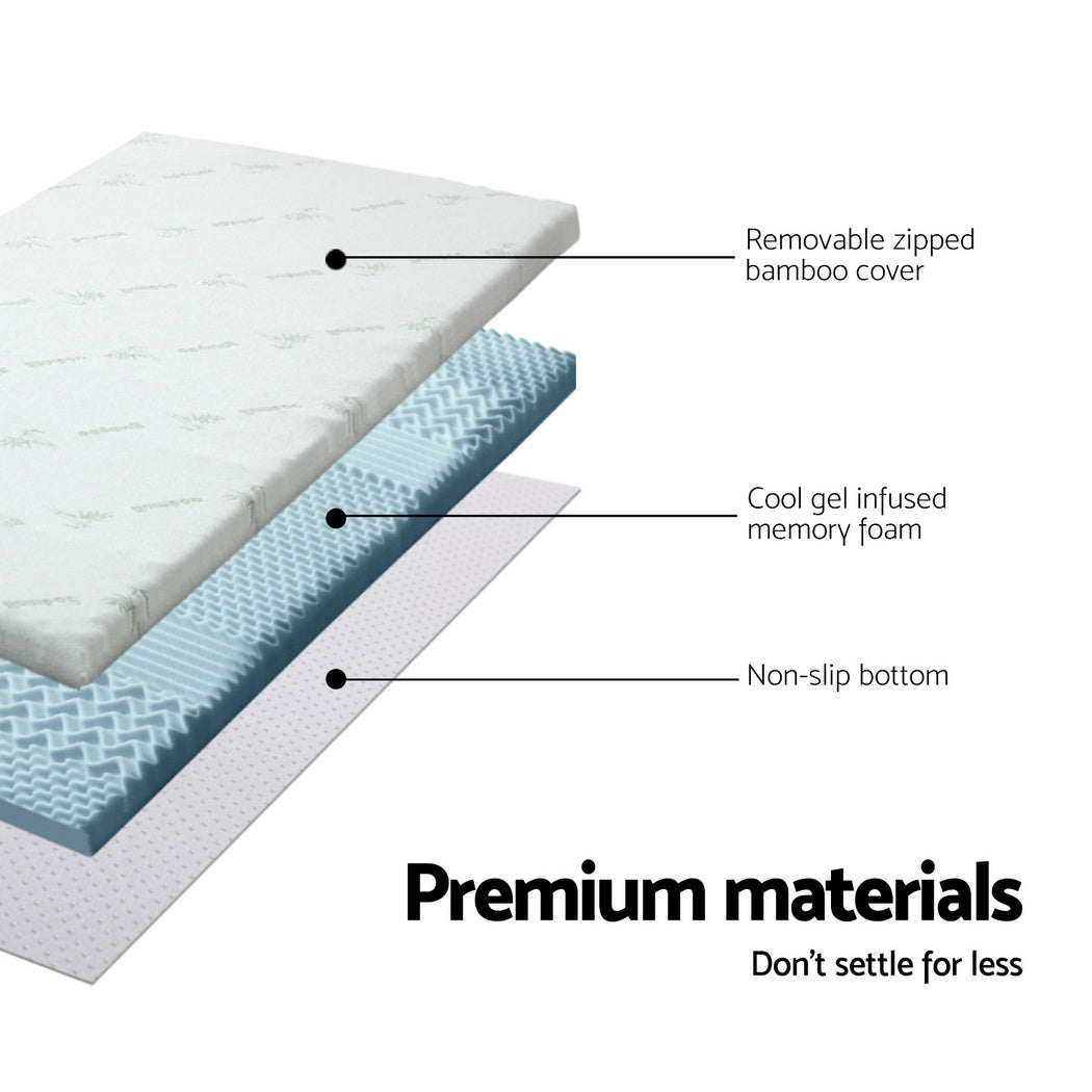 King Single Giselle Memory Foam Mattress Topper 7-Zone 8cm