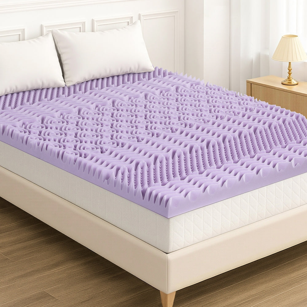 King Giselle 8cm Memory Foam Mattress Topper Lavender Infused Bamboo Cover 7-Zone