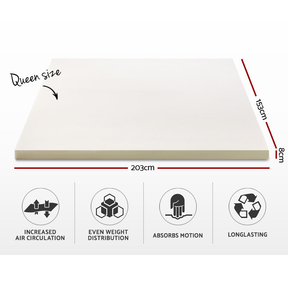 Queen Giselle Bedding Memory Foam Mattress Topper 8cm