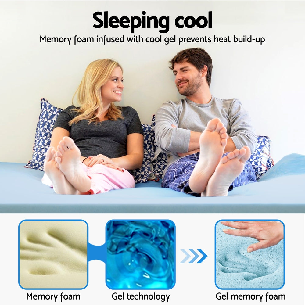 King Single Giselle Bedding Memory Foam Mattress Topper Cool Gel 5cm