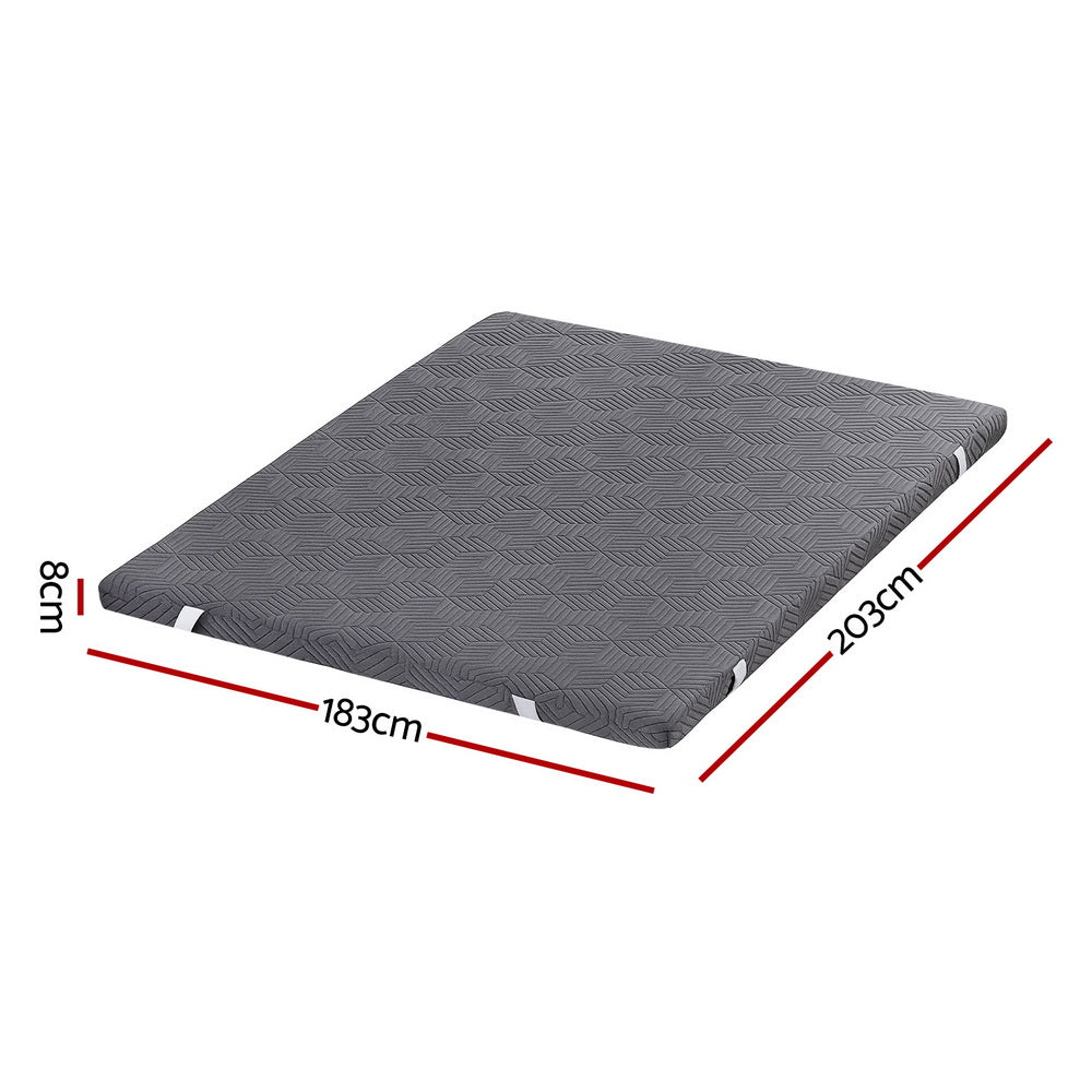 King Giselle 8cm Memory Foam Mattress Topper Gel Dual Layer Foam Bamboo