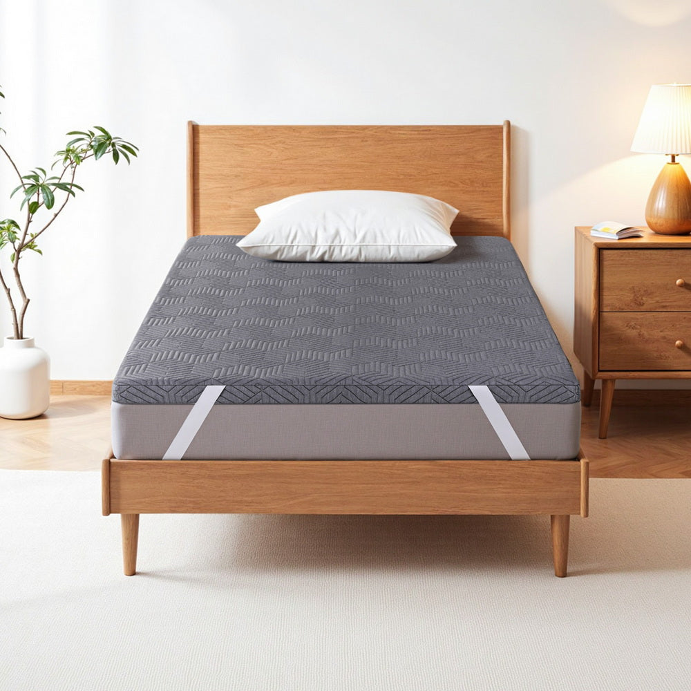 King Single Giselle 8cm Memory Foam Mattress Topper Gel Dual Layer Foam Bamboo