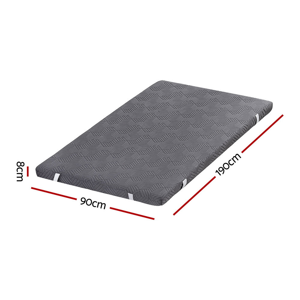 Single Giselle 8cm Memory Foam Mattress Topper Gel Dual Layer Foam Bamboo