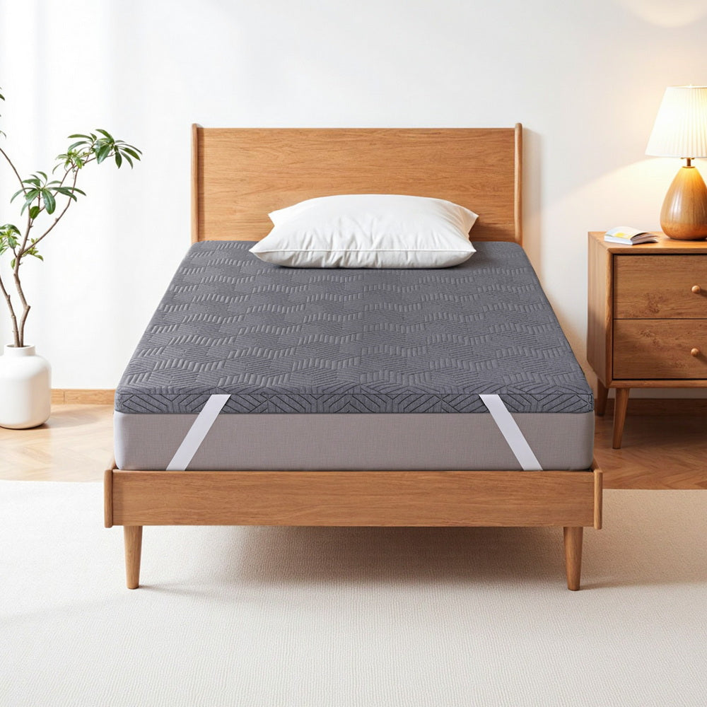 Single Giselle 8cm Memory Foam Mattress Topper Gel Dual Layer Foam Bamboo