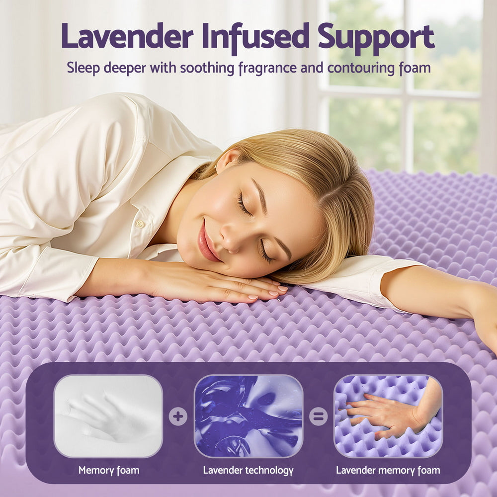 Double Giselle 5cm Memory Foam Mattress Topper Lavender Infused Egg Crate Pad Mat