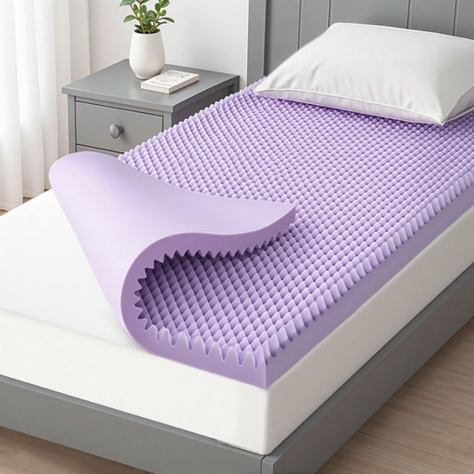 Single Giselle 5cm Memory Foam Mattress Topper Lavender Infused Egg Crate Pad Mat