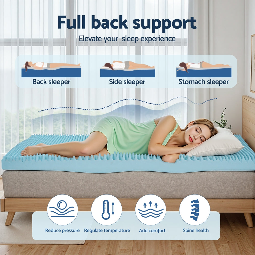 King Giselle 8cm Memory Foam Mattress Topper Gel Egg Crate Foam Bamboo
