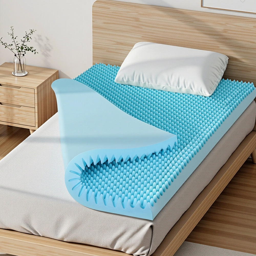 King Single Giselle 8cm Memory Foam Mattress Topper Gel Egg Crate Foam Bamboo