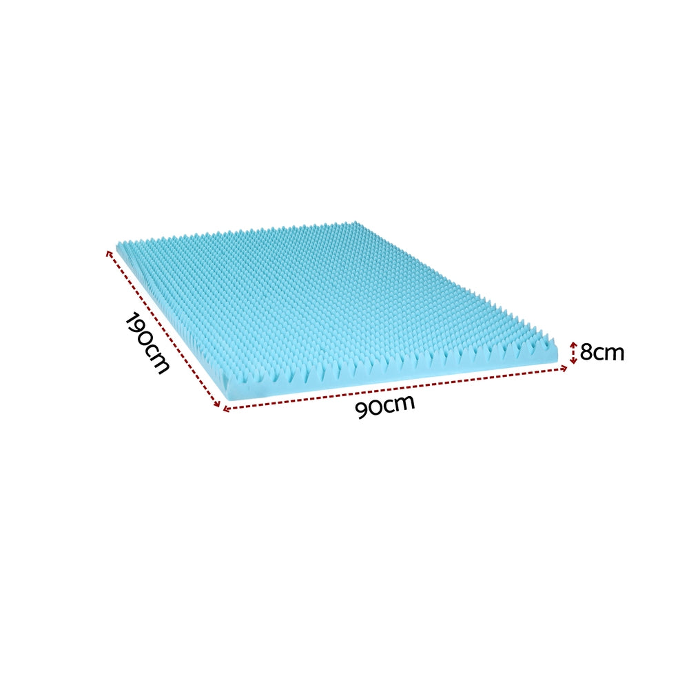Single Giselle 8cm Memory Foam Mattress Topper Gel Egg Crate Foam Bamboo