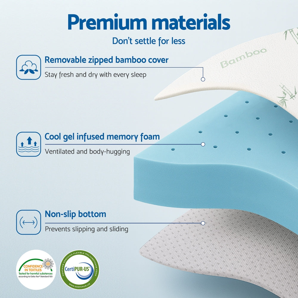 Double Giselle 12cm Memory Foam Mattress Topper Ventilated Cool Gel Bamboo Cover